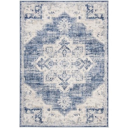 Safavieh Brentwood Power Loomed Medium Rectangle Area RugIvory & Navy 6 x 9 ft. BNT865A-6